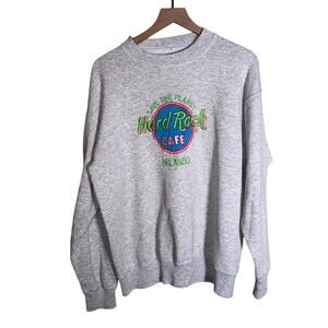 VNTG HARD ROCK CAFE embroidered 80s crewneck sweatshirt M